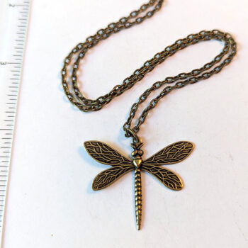 Antique Bronze Medium Dragonfly Vintage Style Necklace - Image 2