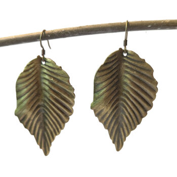 Antique Bronze Large Leaf Vintage Style Earrings