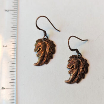 Antique Copper Leaf Earrings - Image 2