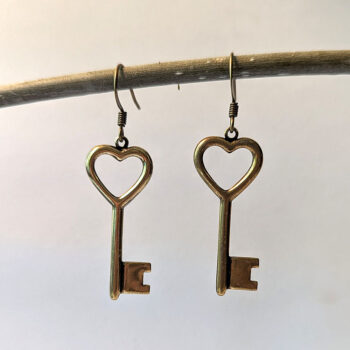 Antique Bronze Key Vintage Style Earrings - Image 7