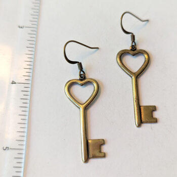 Antique Bronze Key Vintage Style Earrings - Image 6