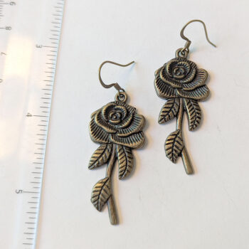 Antique Bronze Rose Flowers Vintage Style Earrings - Image 2