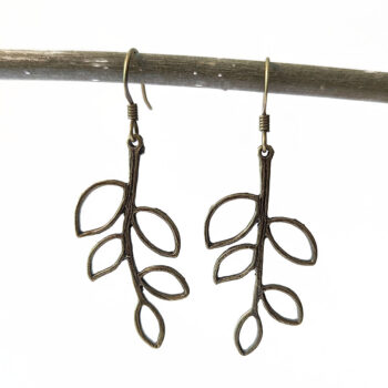 Antique Bronze Hollow Cutout Branch Leaf Earrings