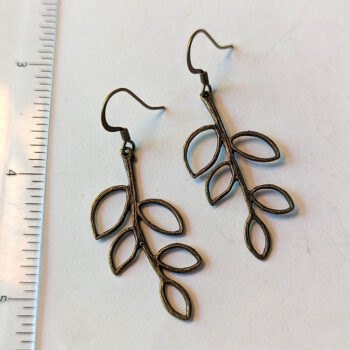 Antique Bronze Hollow Cutout Branch Leaf Earrings - Image 2