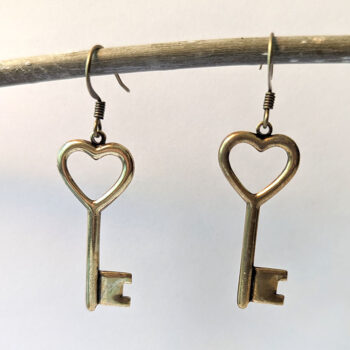 Antique Bronze Key Vintage Style Earrings - Image 5