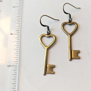 Antique Bronze Key Vintage Style Earrings - Image 3