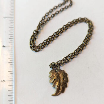 Antique Bronze Small Leaf Vintage Style Necklace - Image 3