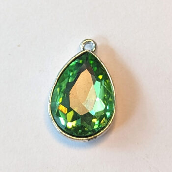 August Birthstone Green Glass Rhinestone Teardrop Charm - Image 4