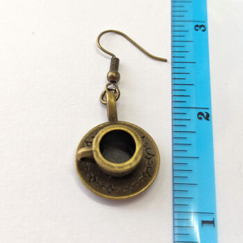 Antique Bronze Cup and Saucer Vintage Style Earrings - Image 5