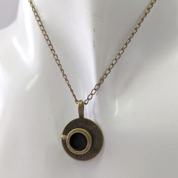 Antique Bronze Cup and Saucer Necklace - Image 2