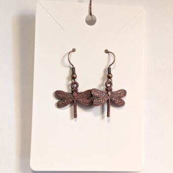 Antique Copper Small Dragonfly Earrings - Image 5