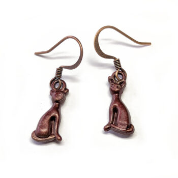 Antique Copper Cat Vintage Style Earrings