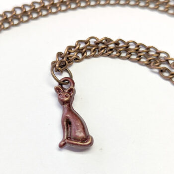 Antique Copper Cat Vintage Style Necklace