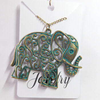 Large Hollow Elephant Pendant Antique Bronze Patina Necklace - Image 4