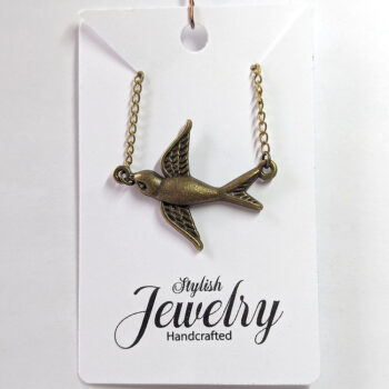 Antique Bronze Swallow Bird Necklace - Image 5