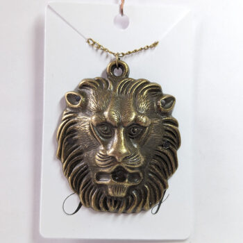 Antique Bronze Large Lion Head Necklace - Image 4