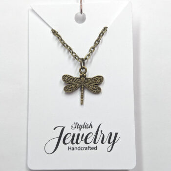 Antique Bronze Small Dragonfly Necklace - Image 3