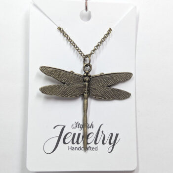 Large Dragonfly Vintage Style Necklace Antique Bronze - Image 3