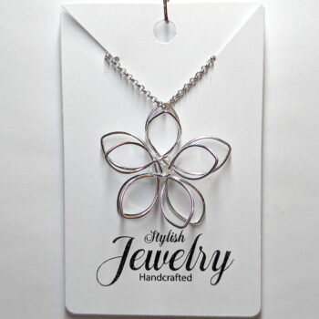 Silver Floating Wire Wrapped Flower Necklace - Image 5