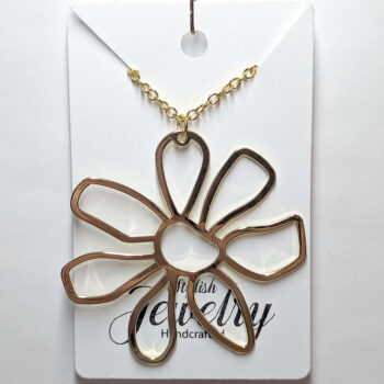 Large Irregular Shape Daisy Flower Gold Pendant Necklace - Image 5