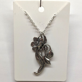 Flower Vintage Style Necklace Antique Silver - Image 3