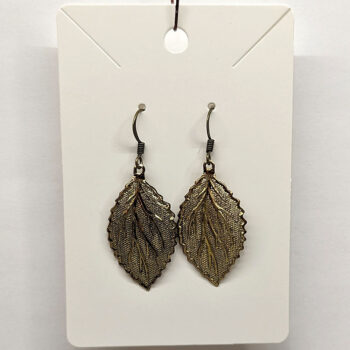 Antique Bronze Leaf Vintage Style Earrings - Image 2