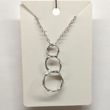 Silver Cascading Triple Dangle Hoop Necklace - Image 5