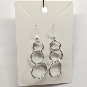 Silver Cascading Triple Dangle Hoop Earrings - Image 5