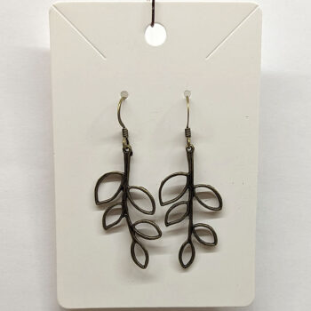 Antique Bronze Hollow Cutout Branch Leaf Earrings - Image 3