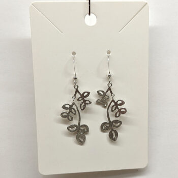 Silver Branch With Leaves Earrings - Image 4