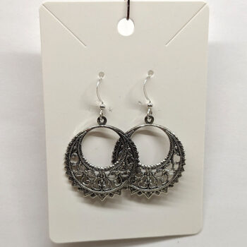 Antique Silver Filigree Hoop Earrings - Image 5