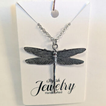 Antique Silver Large Dragonfly Vintage Style Necklace - Image 3