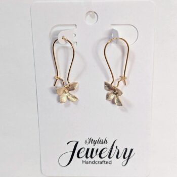 Dainty Gold Orchid Flower Earrings - Image 8