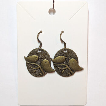 Antique Bronze Partridge Love Birds Vintage Style Earrings - Image 6