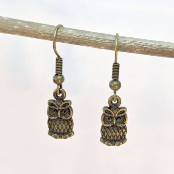 Antique Bronze Owl Earrings - Image 4