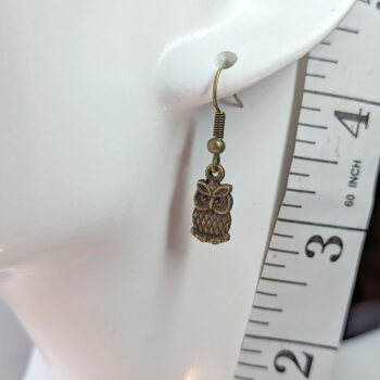 Antique Bronze Owl Earrings - Image 5