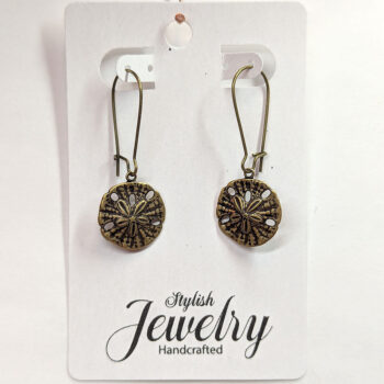 Antique Bronze Small Sand Dollar Earrings - Image 2