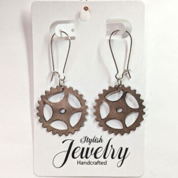 Antique Silver Steampunk Cog Bit Earrings - Image 4