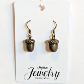 Antique Bronze Acorn Vintage Style Earrings - Image 5