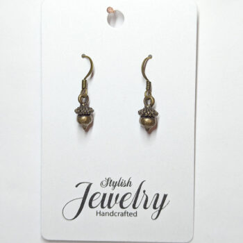 Antique Bronze Small Acorn Vintage Style Earrings - Image 5