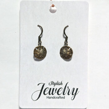 Antique Bronze Small Sand Dollar Earrings - Image 3