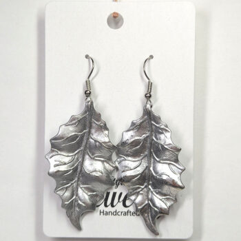 Matte Silver Leaf Earrings - Image 3