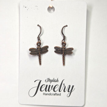 Small Dragonfly Vintage Style Earrings Antique Copper - Image 7