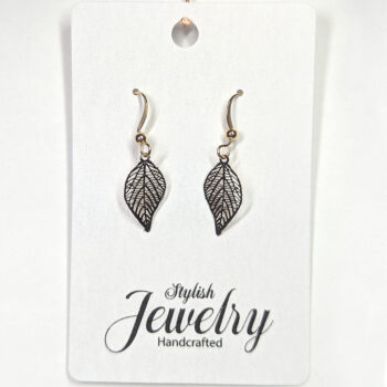 KC Gold Dainty Filigree Leaf Earrings - Image 3