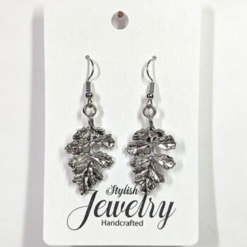 Antique Silver Leaf Vintage Style Earrings - Image 4