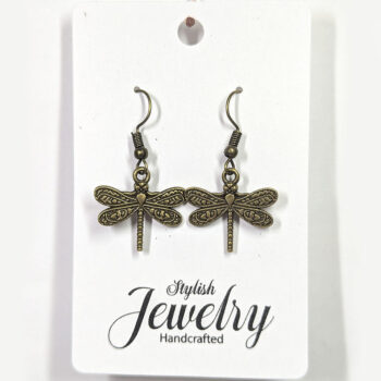 Antique Bronze Small Dragonfly Earrings - Image 5