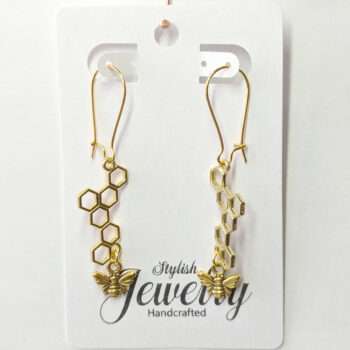 Antique Gold Bee With Hive Earrings - Image 8