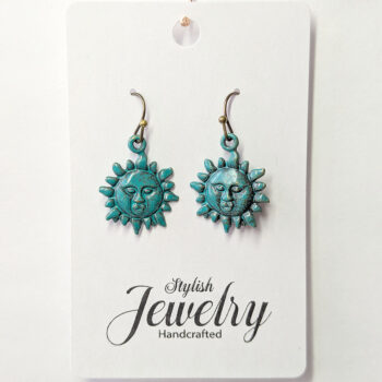 Sun Antique Bronze Patina Vintage Style Earrings - Image 4