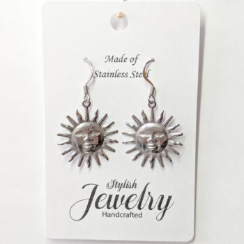 Stainless Steel Lightweight Filigree Sun Silver Earrings - Image 7