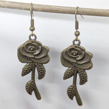 Antique Bronze Rose Flowers Vintage Style Earrings - Image 6